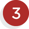 Red simplified illustration of a three on a white background