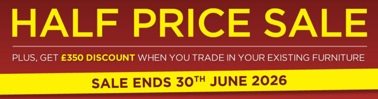 HALF PRICE SALE Banner - Plus, get £350 discount. Sale ends 30th June 2026